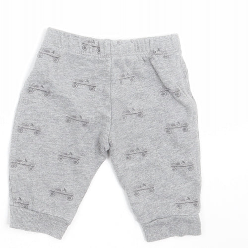 John Lewis Boys Grey   Jogger Trousers Size 0-3 Months  - car print