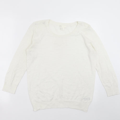 H&M Womens White  Knit Pullover Jumper Size M