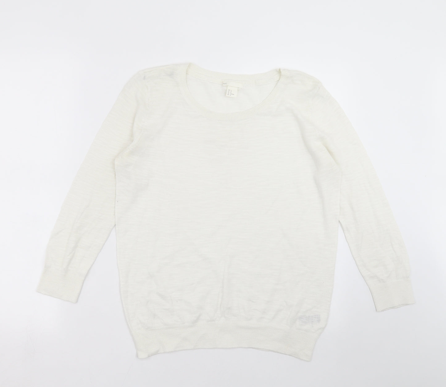 H&M Womens White  Knit Pullover Jumper Size M