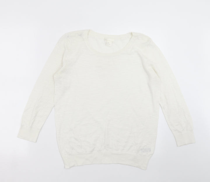 H&M Womens White  Knit Pullover Jumper Size M