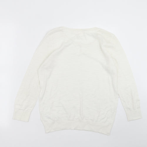 H&M Womens White  Knit Pullover Jumper Size M