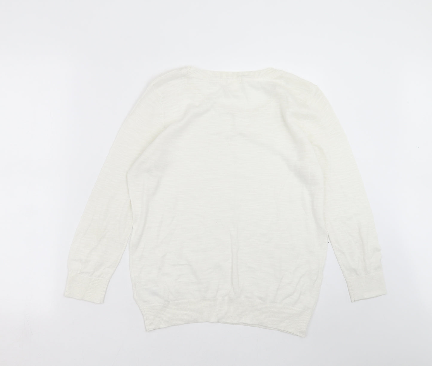 H&M Womens White  Knit Pullover Jumper Size M