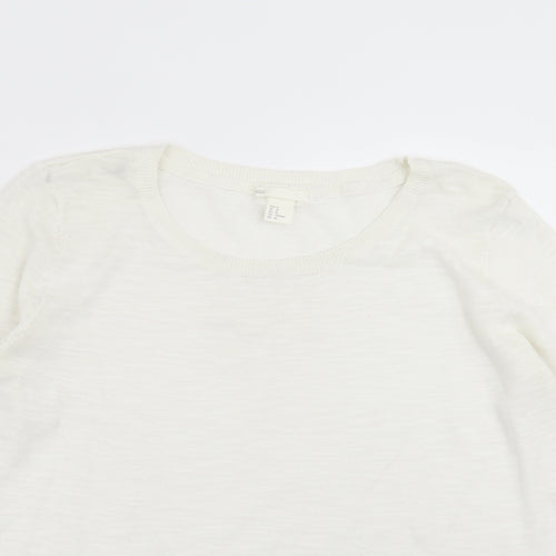 H&M Womens White  Knit Pullover Jumper Size M