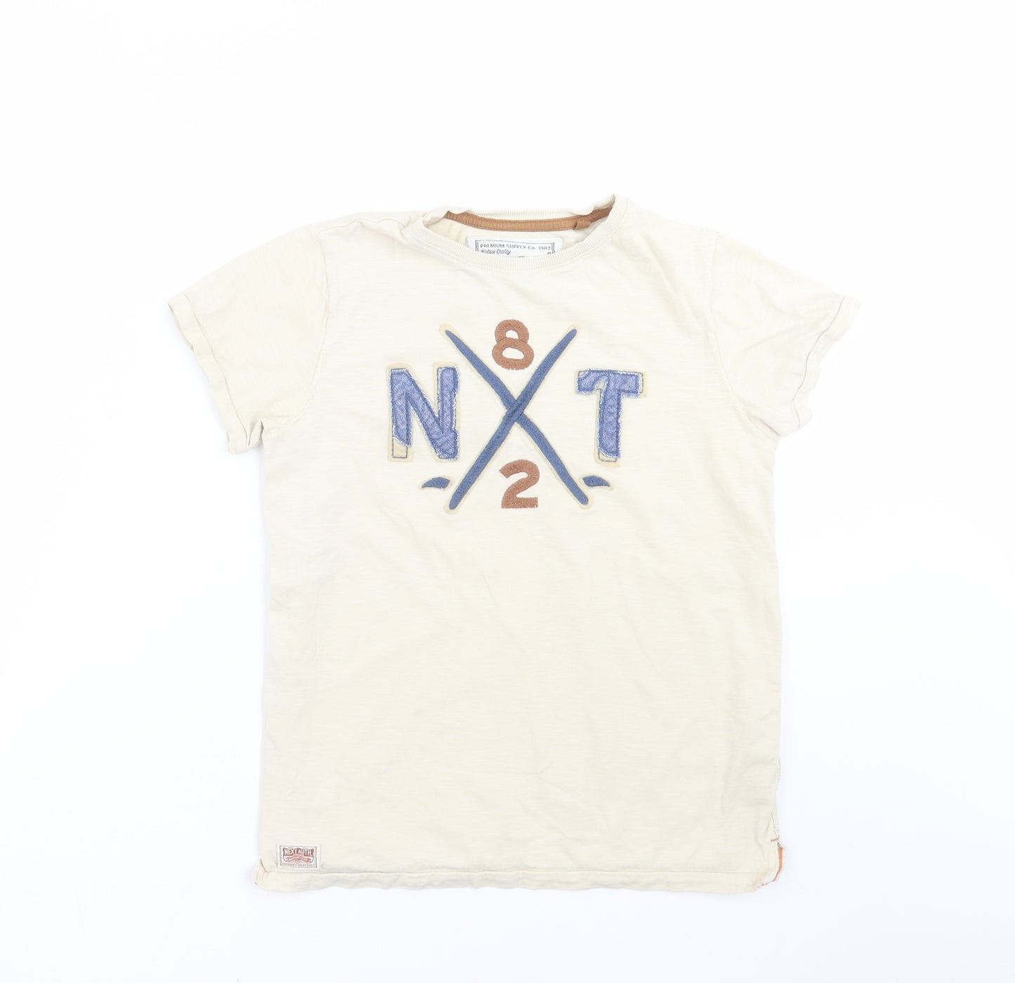 NEXT Boys Beige   Basic T-Shirt Size 9 Years  - Embroidered detail