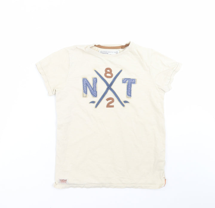NEXT Boys Beige   Basic T-Shirt Size 9 Years  - Embroidered detail