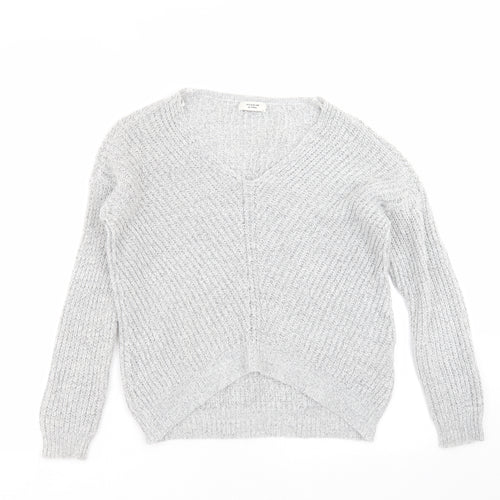 Jaqueline de Yong Womens Grey  Knit Pullover Jumper Size S