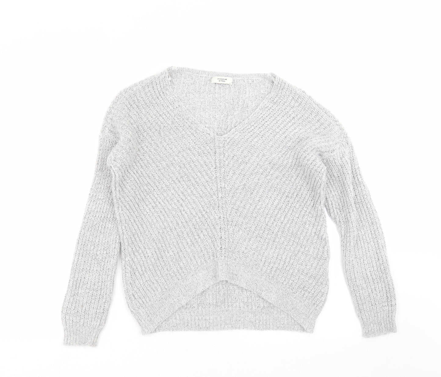 Jaqueline de Yong Womens Grey  Knit Pullover Jumper Size S