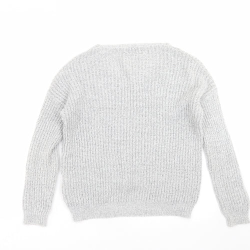 Jaqueline de Yong Womens Grey  Knit Pullover Jumper Size S