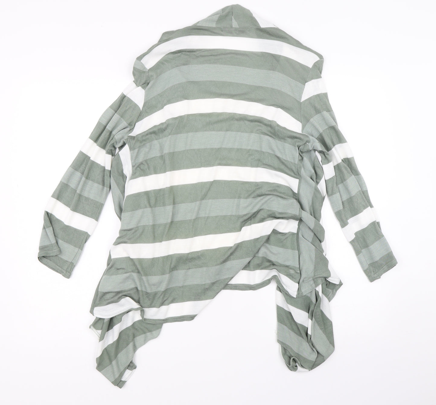 Mimosa Womens Green Striped  Basic T-Shirt Size L