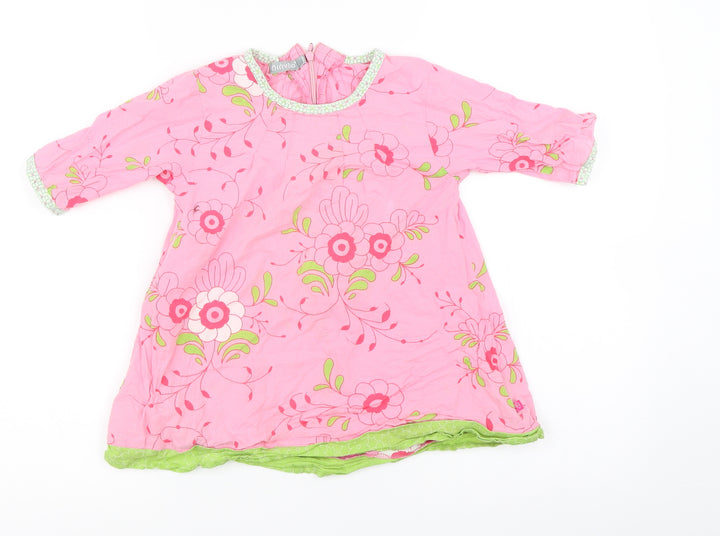 Minymo Girls Multicoloured Floral  Shirt Dress  Size 4 Years