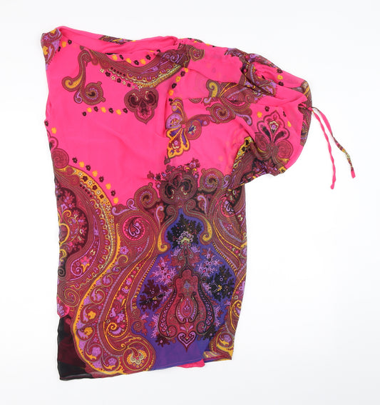 Front view of ASOS women’s multicoloured paisley mini, size UK 8