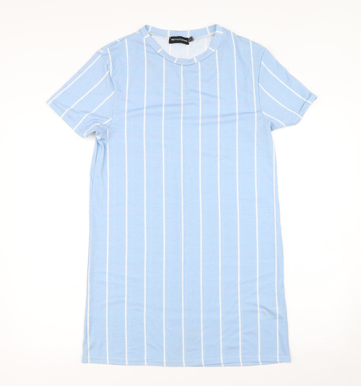 PRETTYLITTLETHING Womens Blue Striped Slip Dress Size 6