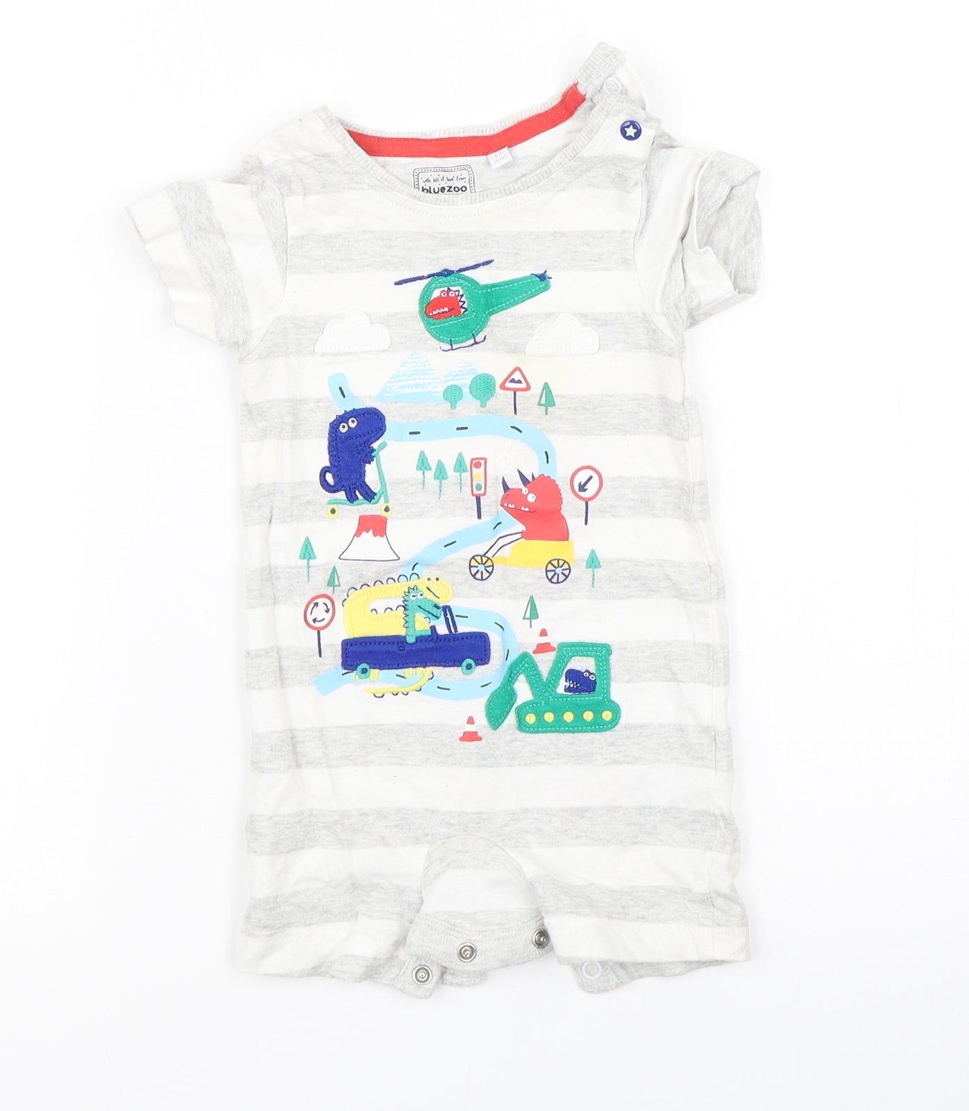 Debenhams Boys Grey Striped  Romper One-Piece Size 3-6 Months