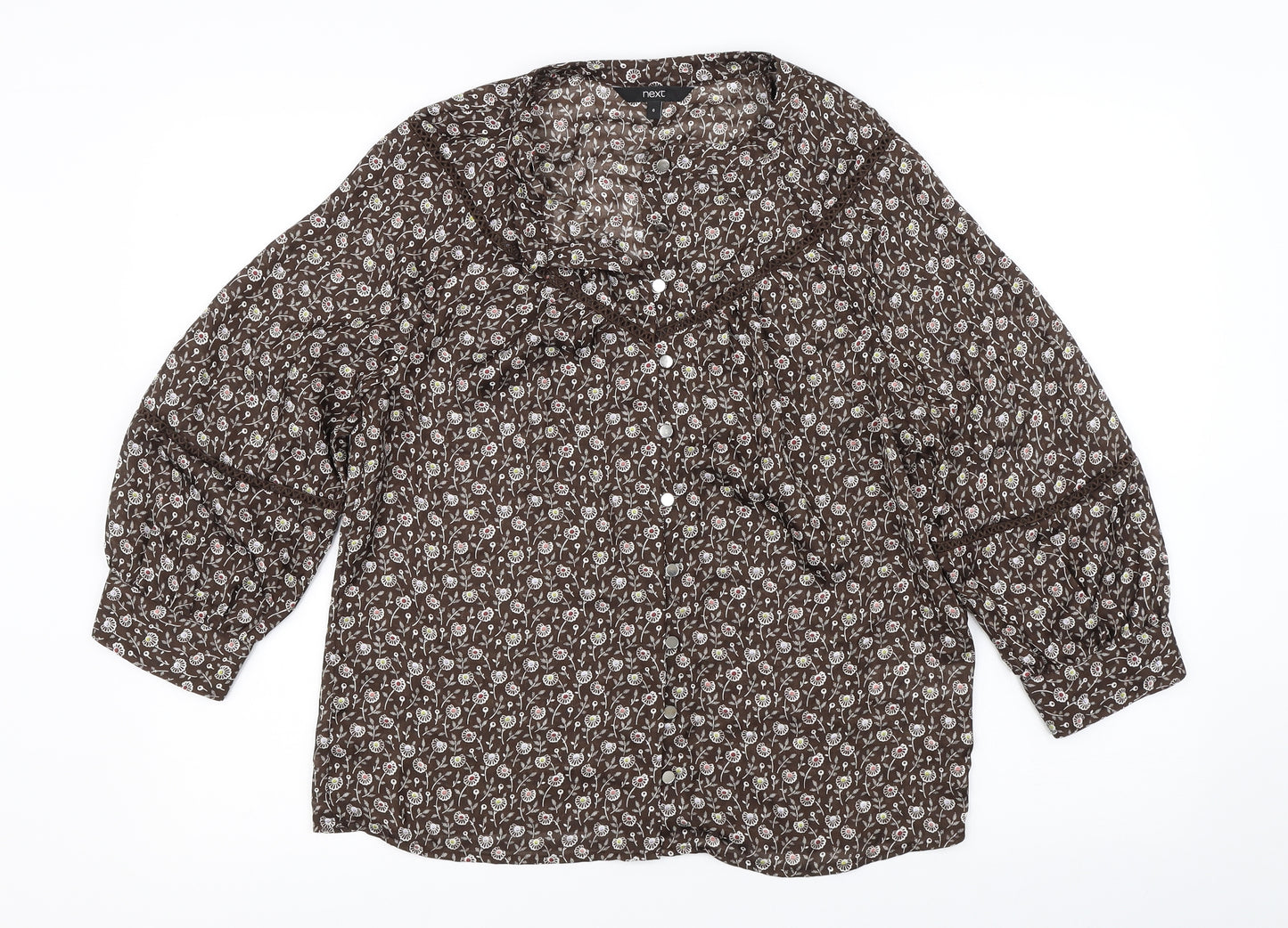 NEXT Womens Brown Floral  Basic Blouse Size 6