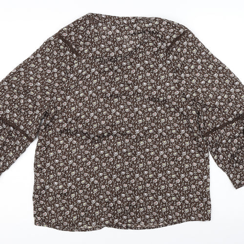 NEXT Womens Brown Floral  Basic Blouse Size 6