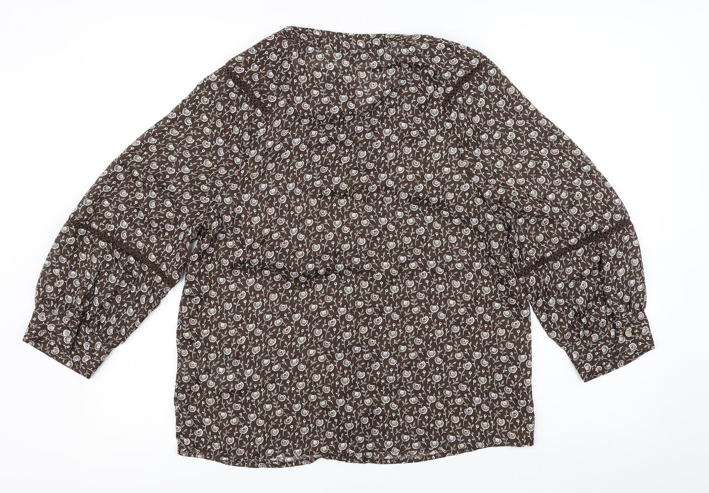 NEXT Womens Brown Floral  Basic Blouse Size 6