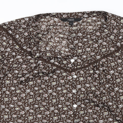 NEXT Womens Brown Floral  Basic Blouse Size 6