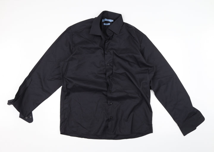 Bosweel Mens Black Button-Up Size 14