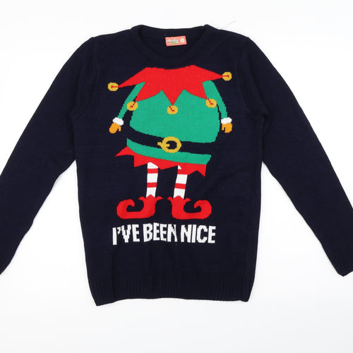 Cheeky Elf Mens Blue   Pullover Jumper Size S