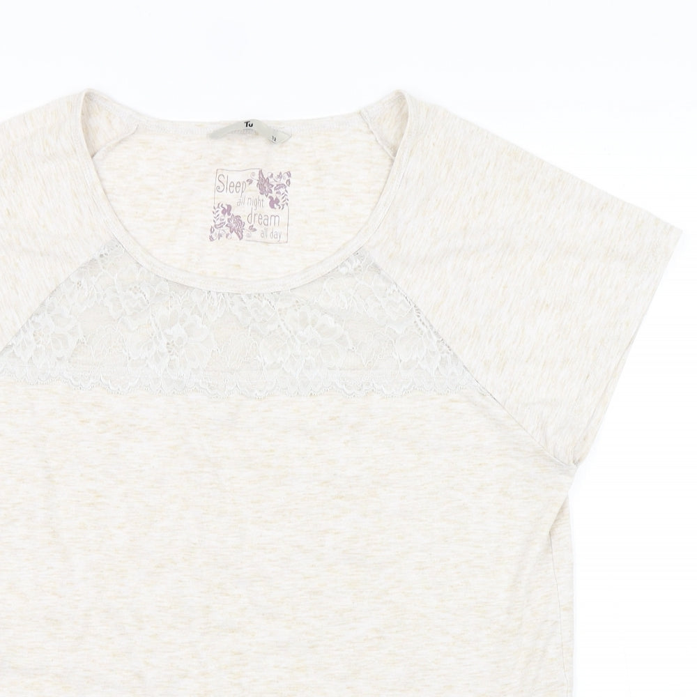 TU Womens Beige Solid  Top Pyjama Top Size 12