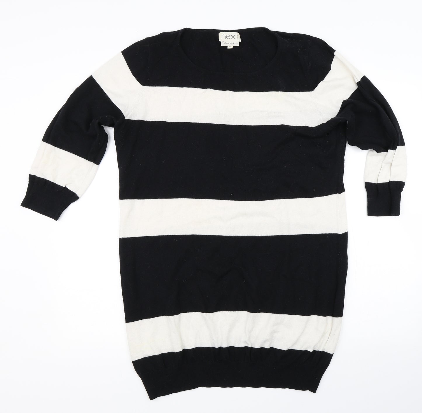 NEXT Womens Black Striped  Jumper Dress  Size 16
