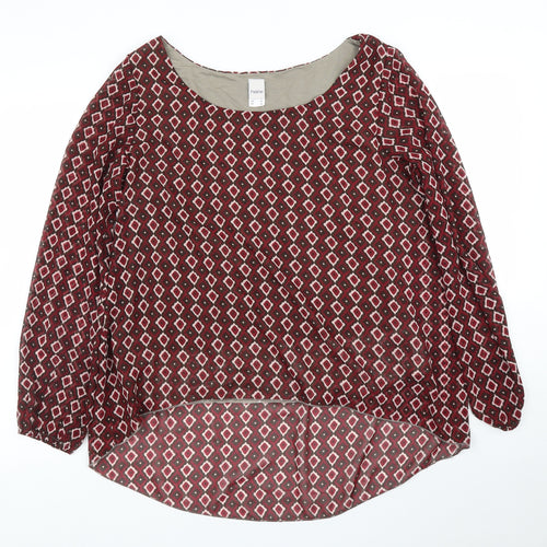 HEINE Womens Purple Argyle/Diamond  Basic Blouse Size 16