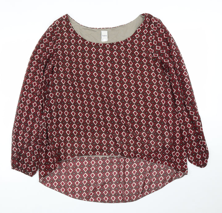 HEINE Womens Purple Argyle/Diamond Basic Blouse Size 16