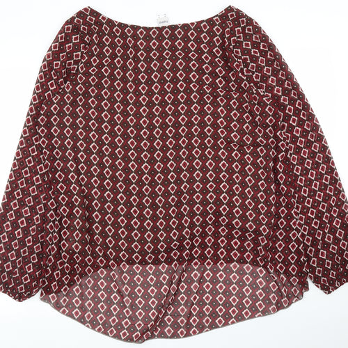 HEINE Womens Purple Argyle/Diamond  Basic Blouse Size 16
