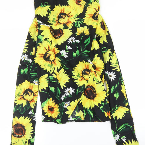 Parisian Womens Black Floral  Basic Blouse Size 6