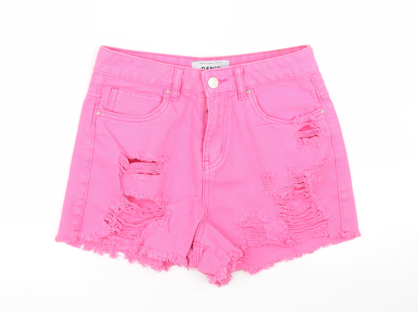 New Look Womens Pink  Denim Cut-Off Shorts Size 8