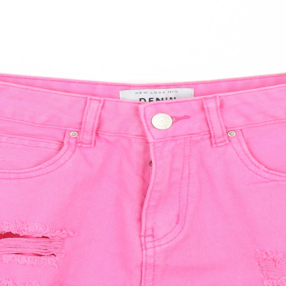 New Look Womens Pink  Denim Cut-Off Shorts Size 8