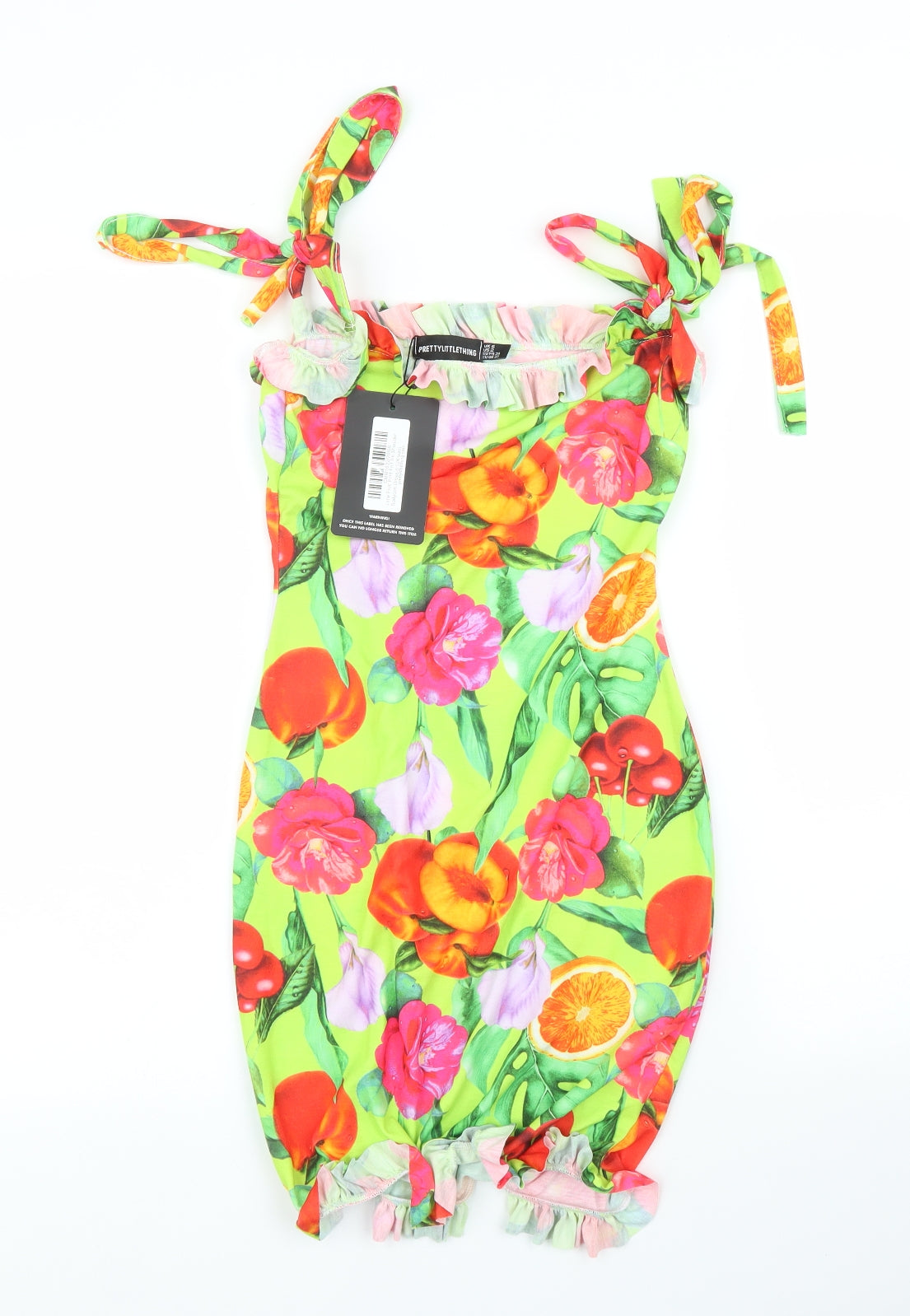 PRETTYLITTLETHING Womens Green Floral  Bodycon  Size 6
