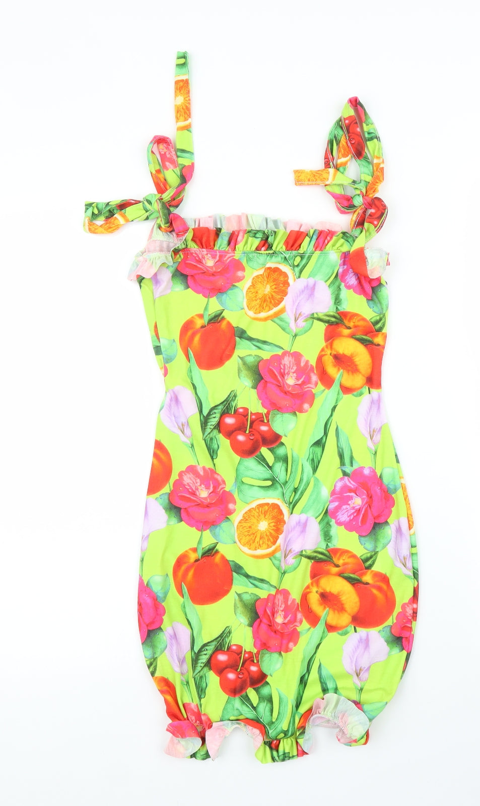 PRETTYLITTLETHING Womens Green Floral  Bodycon  Size 6