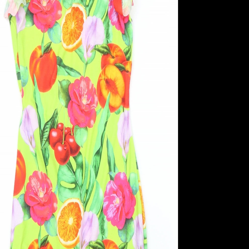 PRETTYLITTLETHING Womens Green Floral  Bodycon  Size 6