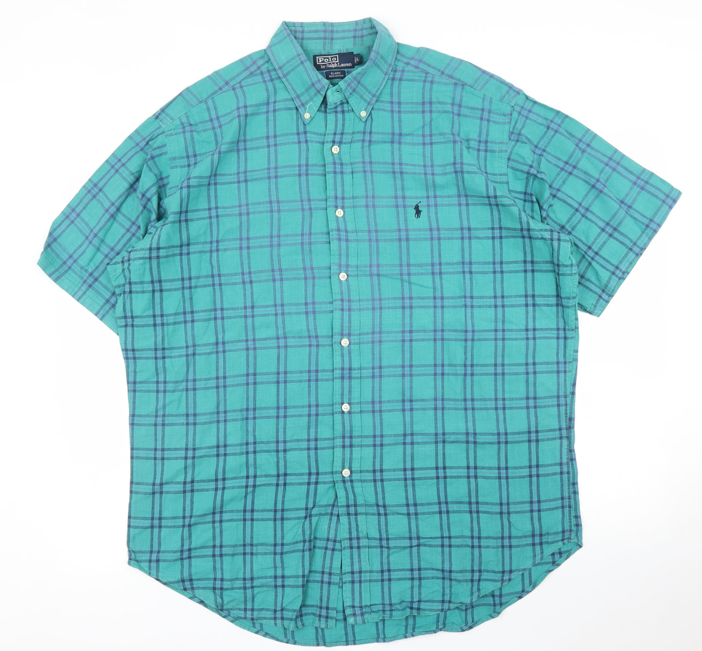 Polo Ralph Lauren Mens Green Plaid   Button-Up Size L
