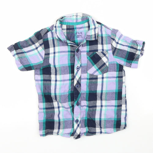 TU Boys Purple Plaid  Basic Button-Up Size 5 Years