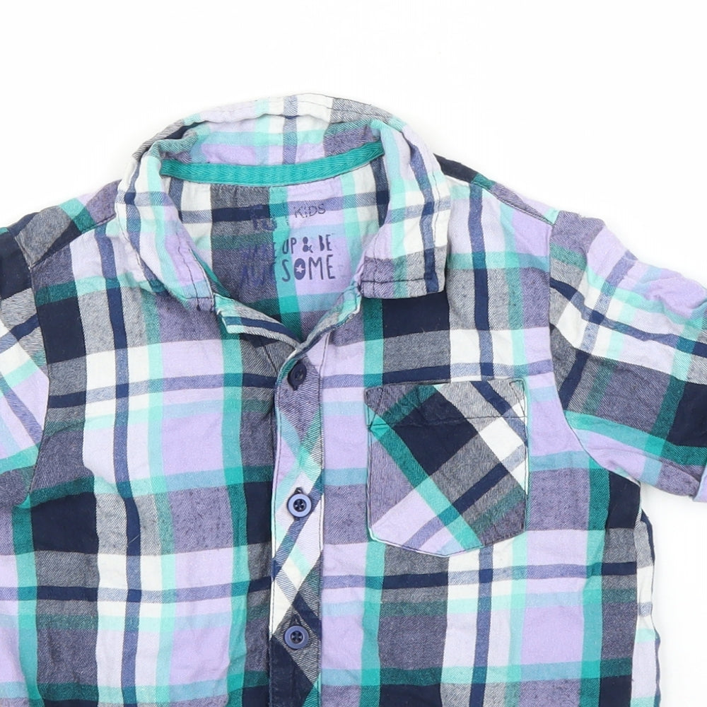 TU Boys Purple Plaid  Basic Button-Up Size 5 Years