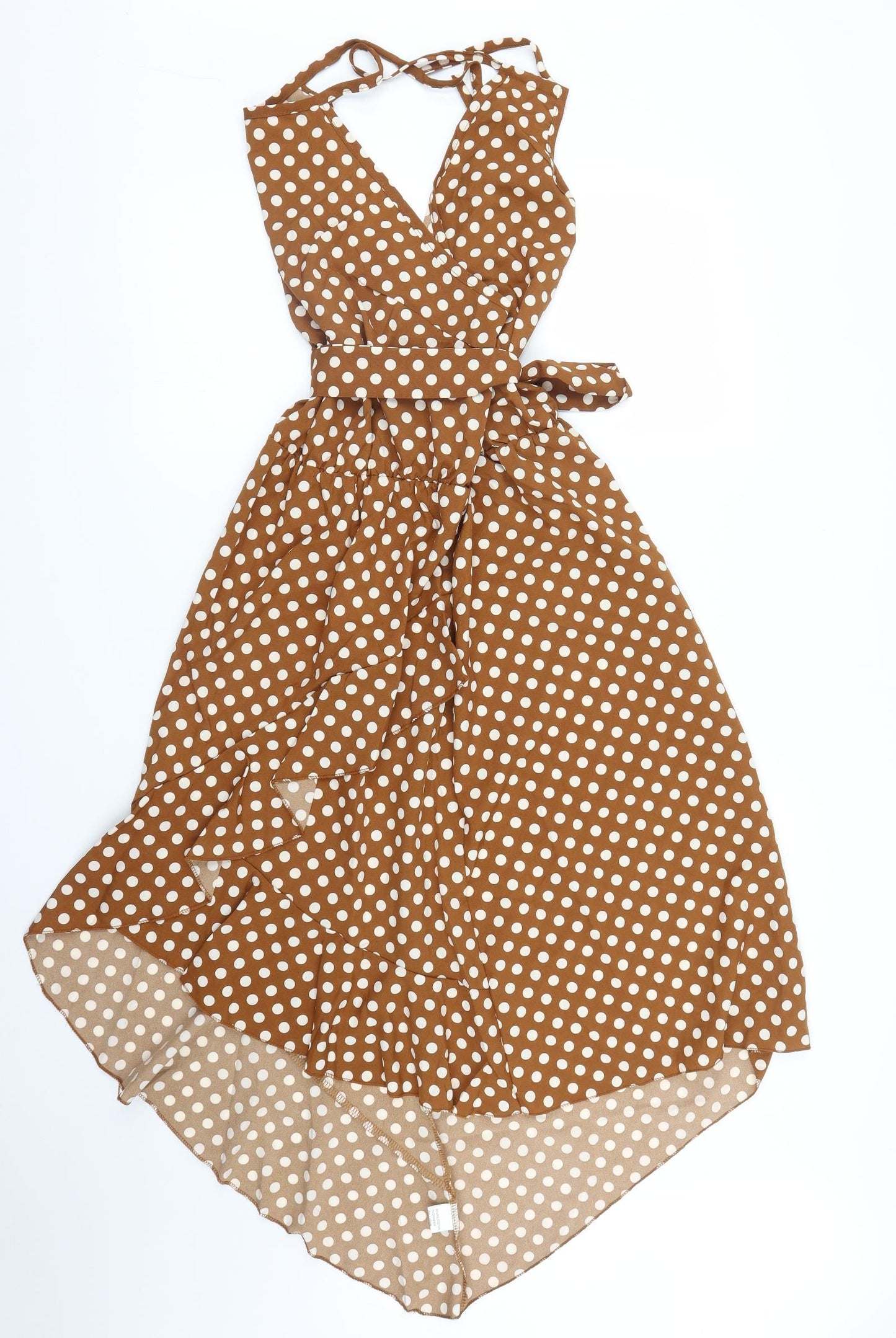 Preworn Womens Brown Polka Dot  Wrap Dress  Size XL