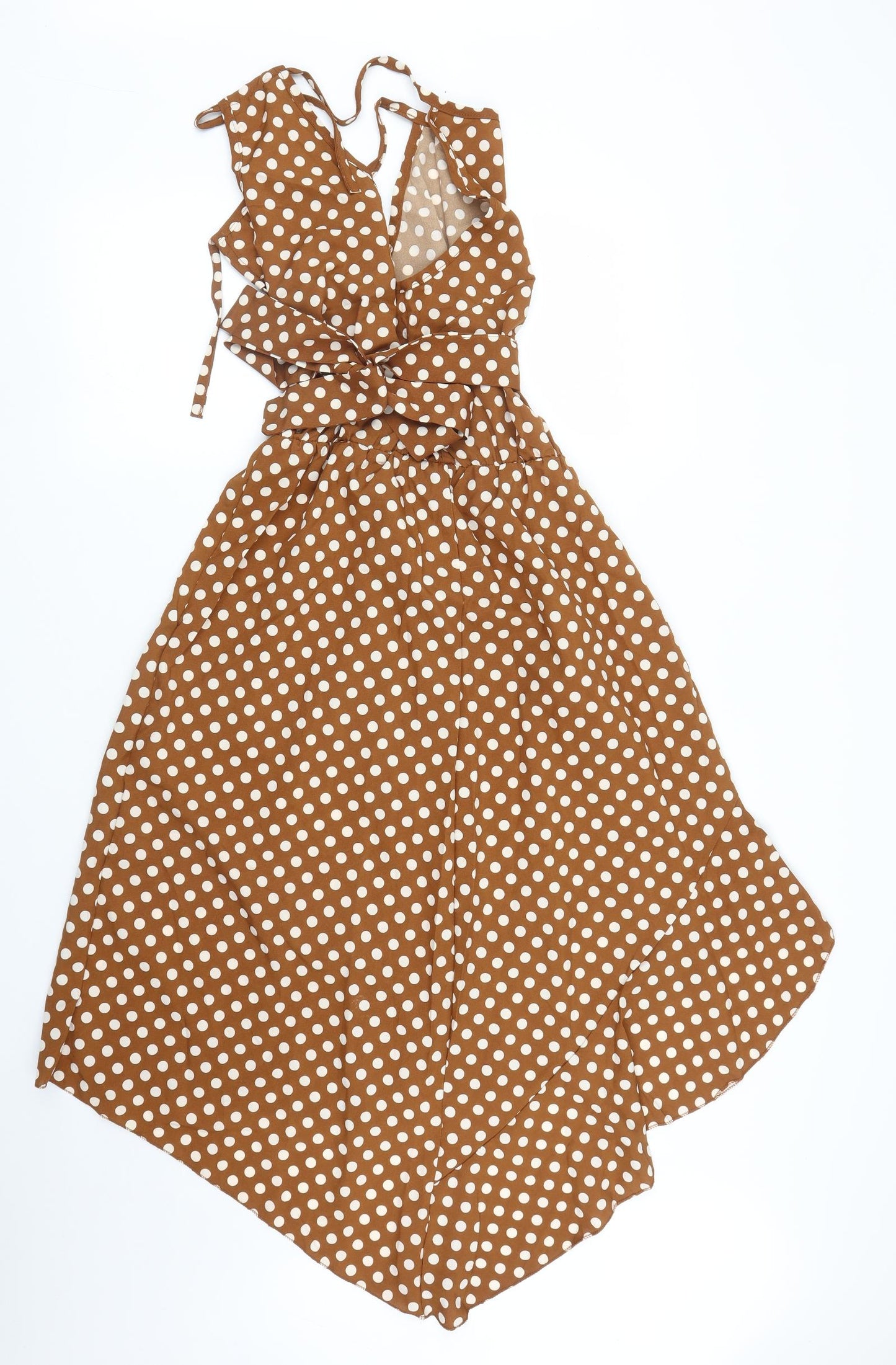 Preworn Womens Brown Polka Dot  Wrap Dress  Size XL