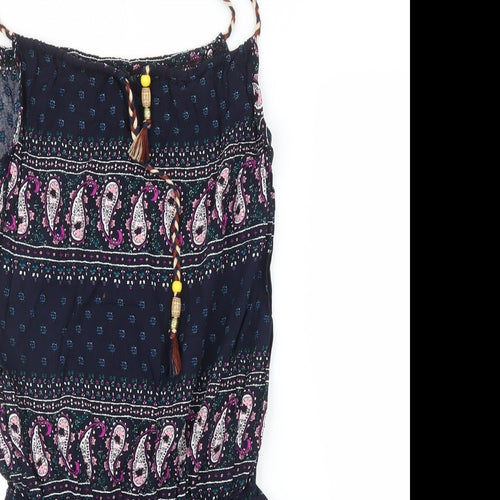 Marco & Co Womens Blue Paisley  Romper One-Piece Size M