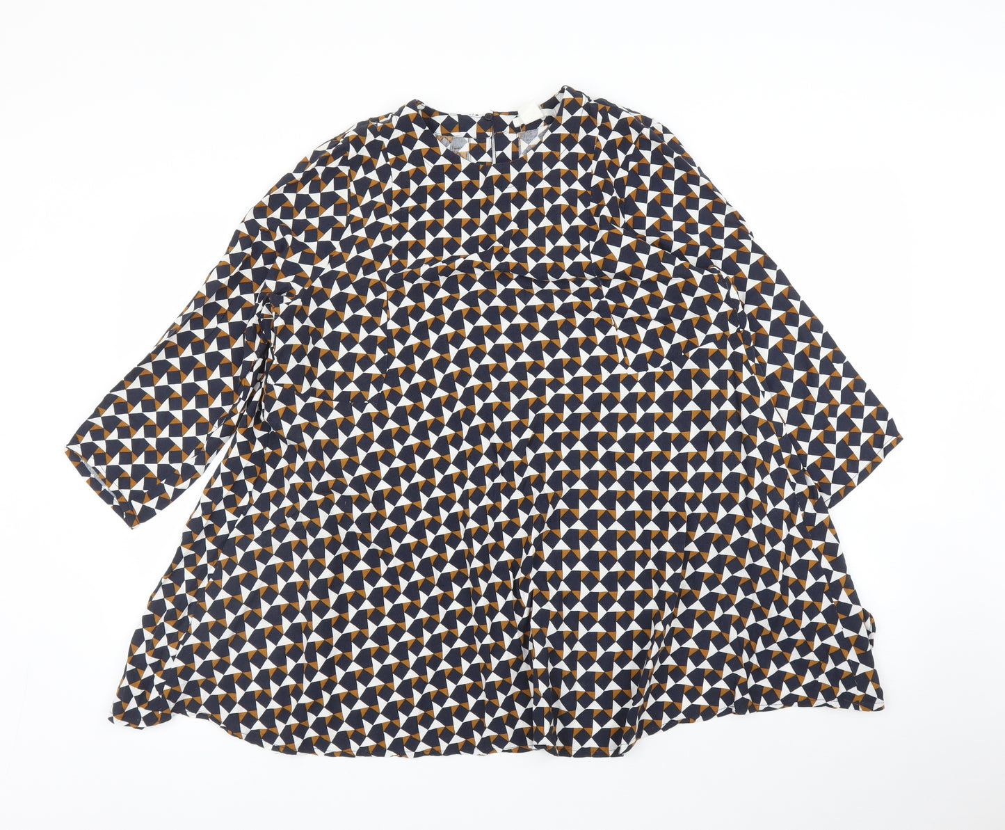 H&M Womens Blue Geometric  Basic Blouse Size 14