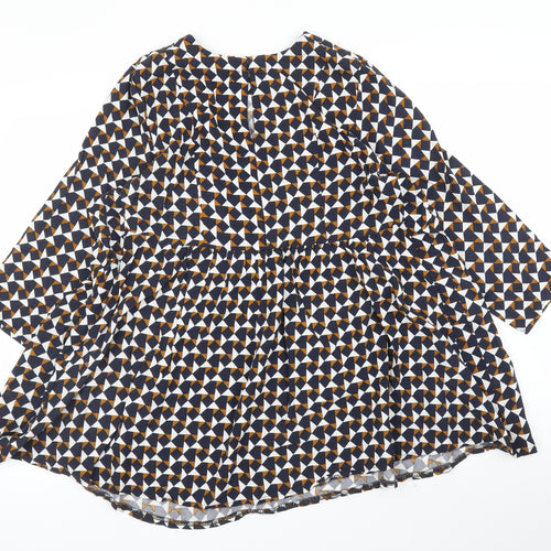 H&M Womens Blue Geometric  Basic Blouse Size 14