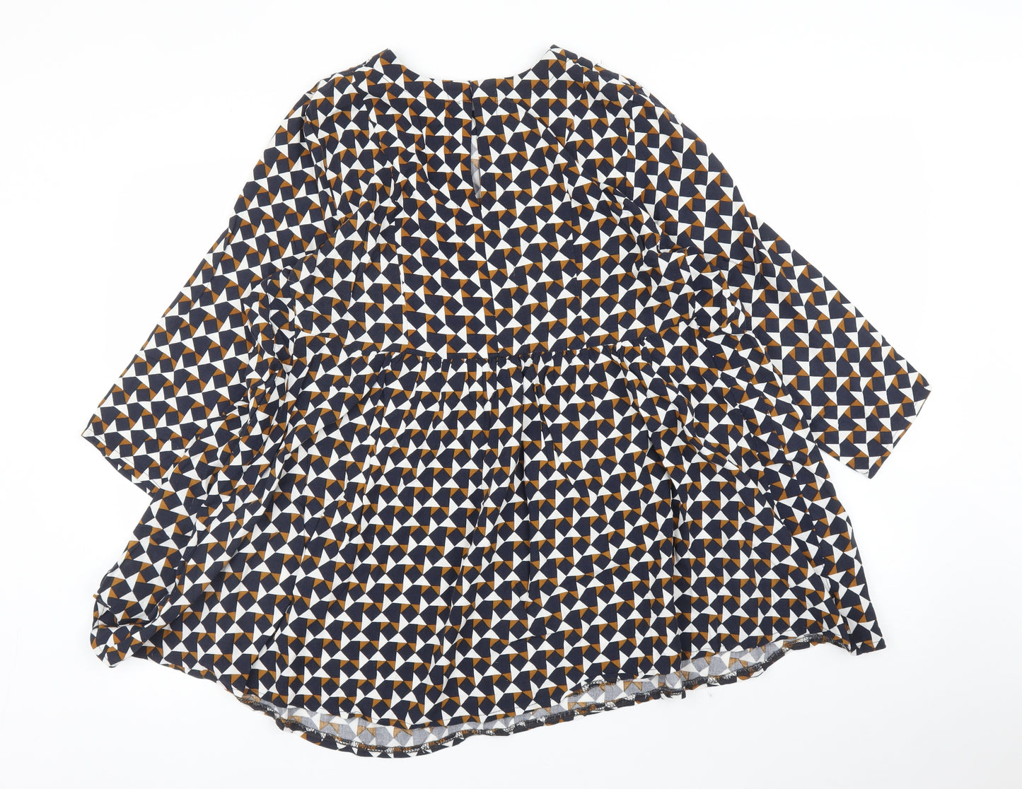 H&M Womens Blue Geometric  Basic Blouse Size 14