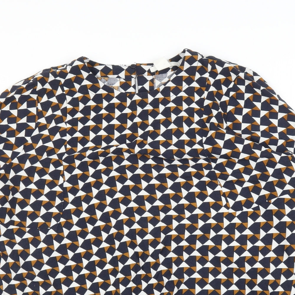 H&M Womens Blue Geometric  Basic Blouse Size 14