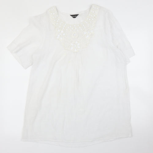 Jin Se Niao Womens White   Tunic Blouse Size XL