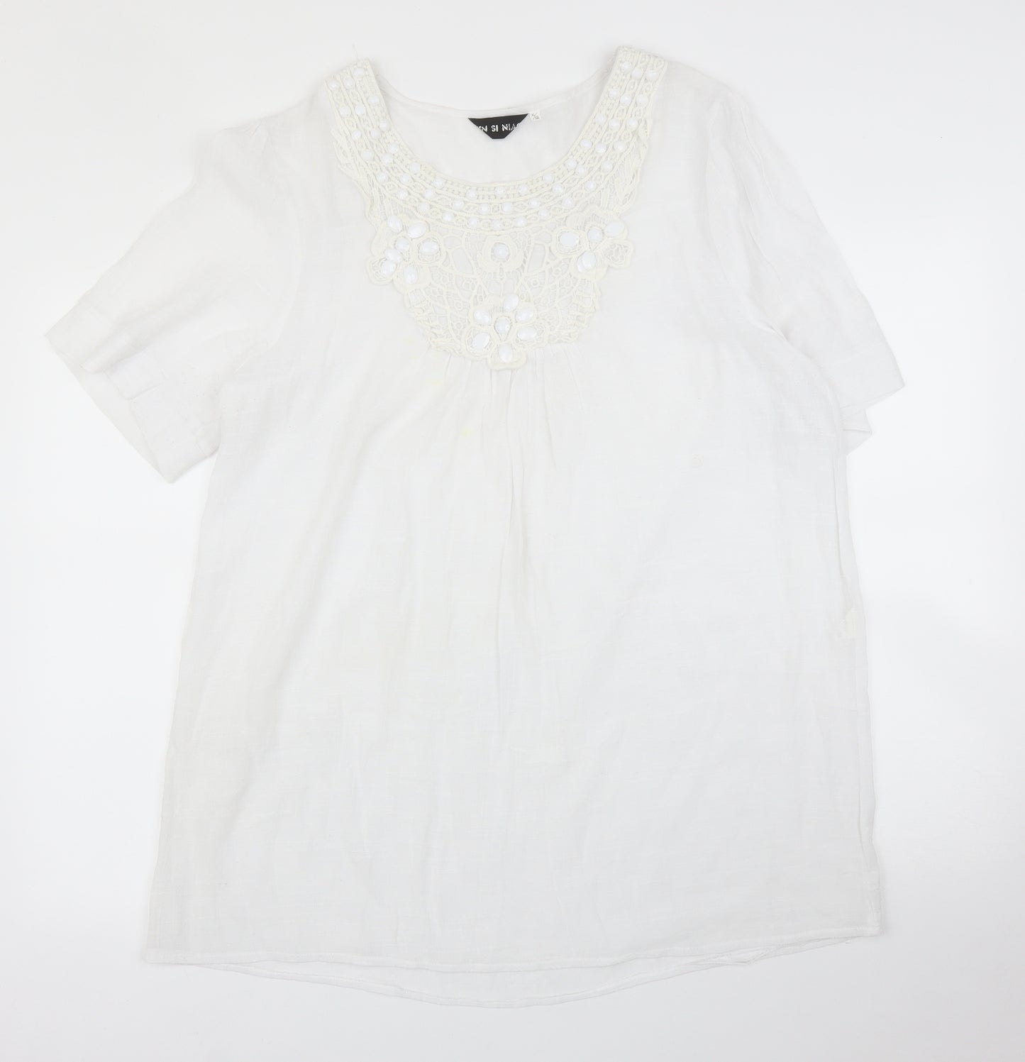 Jin Se Niao Womens White   Tunic Blouse Size XL