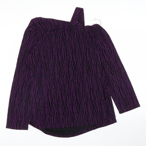Preworn Womens Purple Striped  Basic Blouse Size XL
