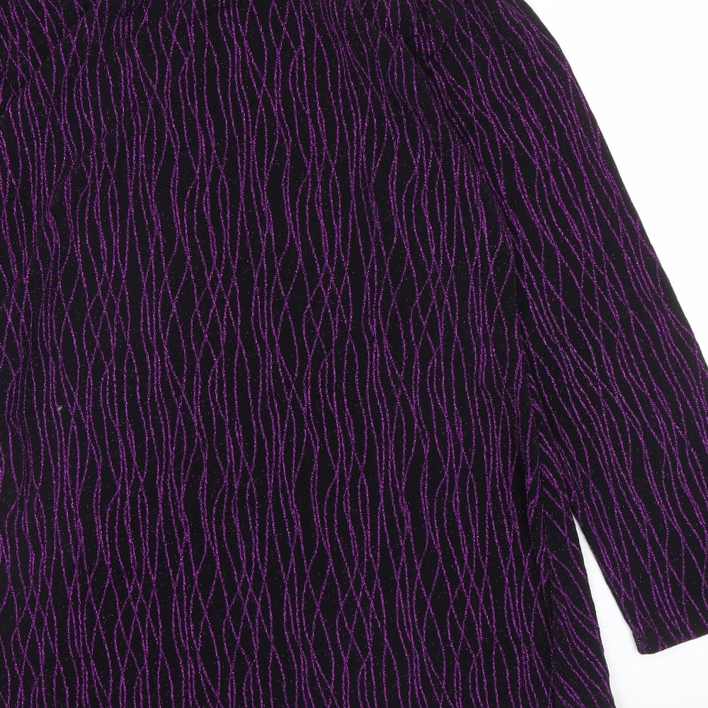 Preworn Womens Purple Striped  Basic Blouse Size XL