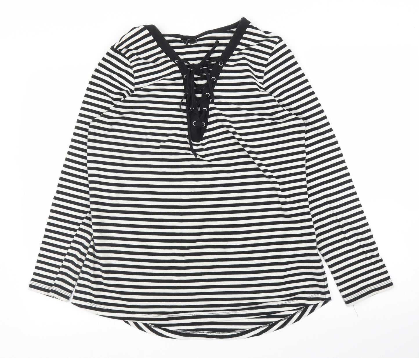 Rainbow Womens White Striped  Basic Blouse Size M