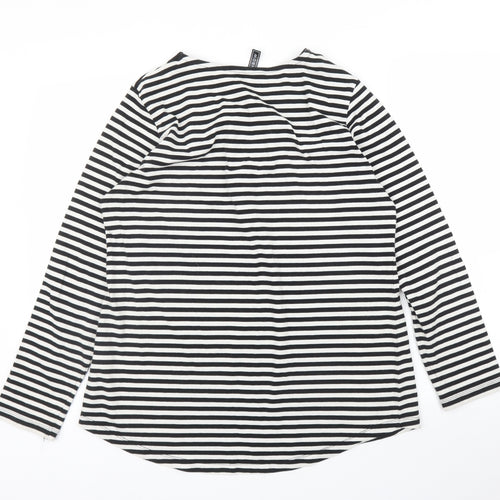 Rainbow Womens White Striped  Basic Blouse Size M